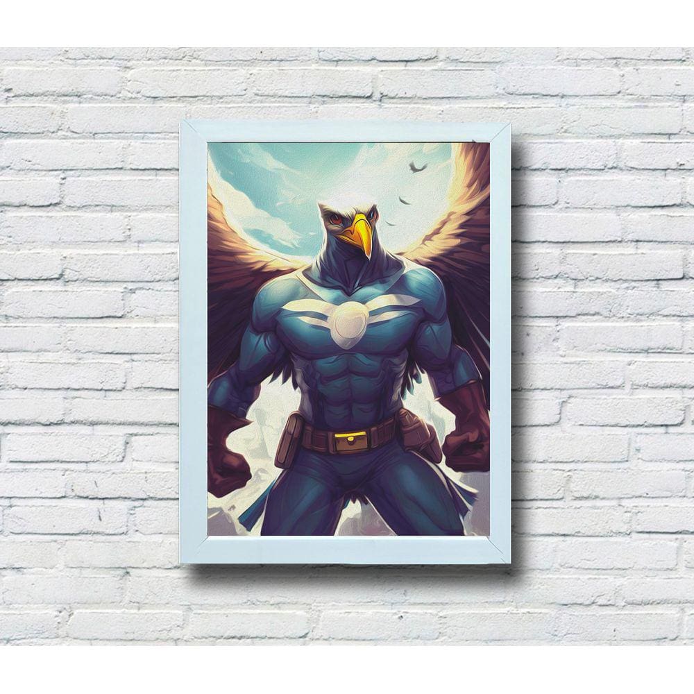 Quadro Decorativo MDF 20x28 Moldura Branca Capitão águia