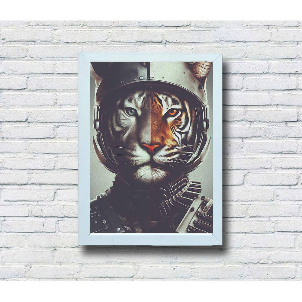 Quadro Decorativo MDF 20x28 Moldura Branca Tiger Robocop