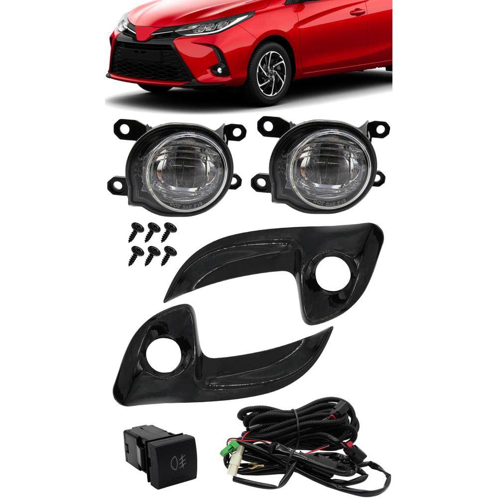 Kit Farol de Milha Neblina Yaris Com LED 2022 Em Diante Botão Painel