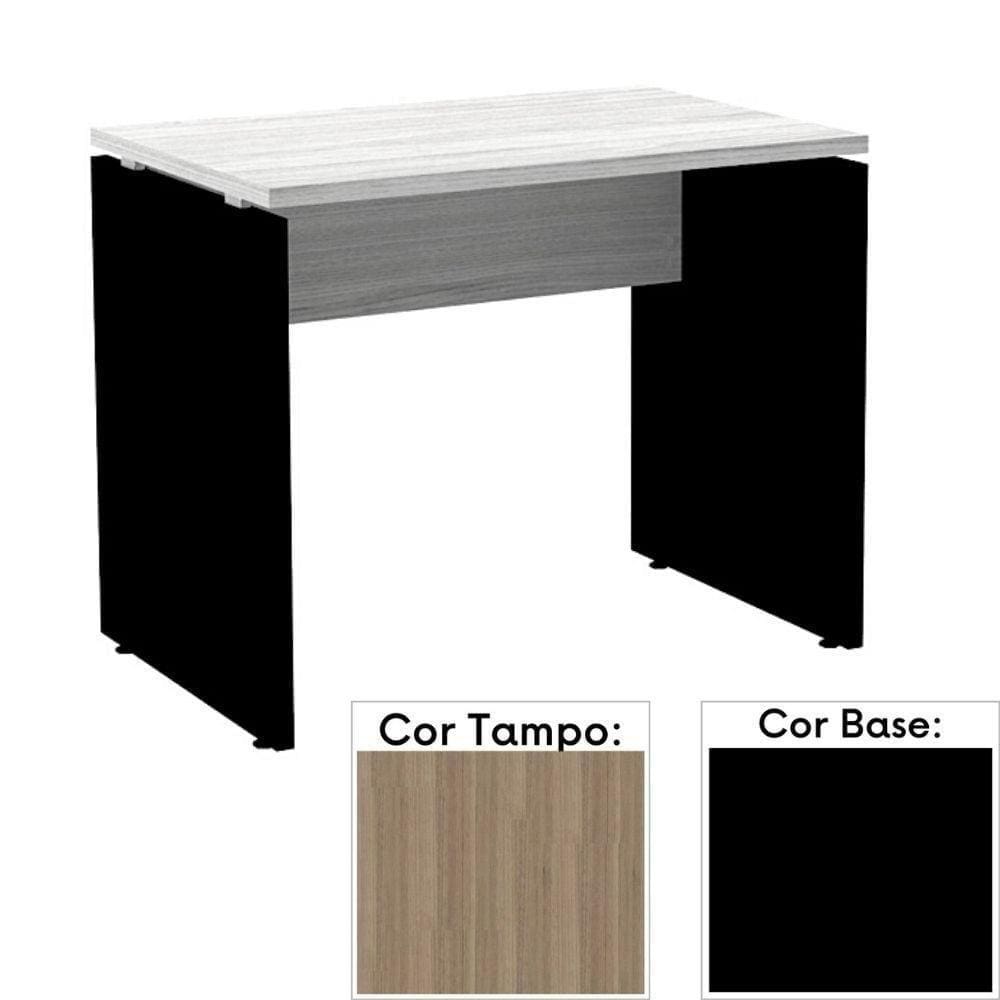 Mesa De Escritório Pé Painel Pe25 Em Mdp 150 X 60 Cm Cor Noce Naturalle E Base Preta