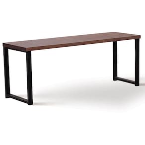 Banco Mineapolis Industrial Daf Móveis 120 X 40 Cm Em Madeira Maciça Castanho Base Aço Carbono Preto