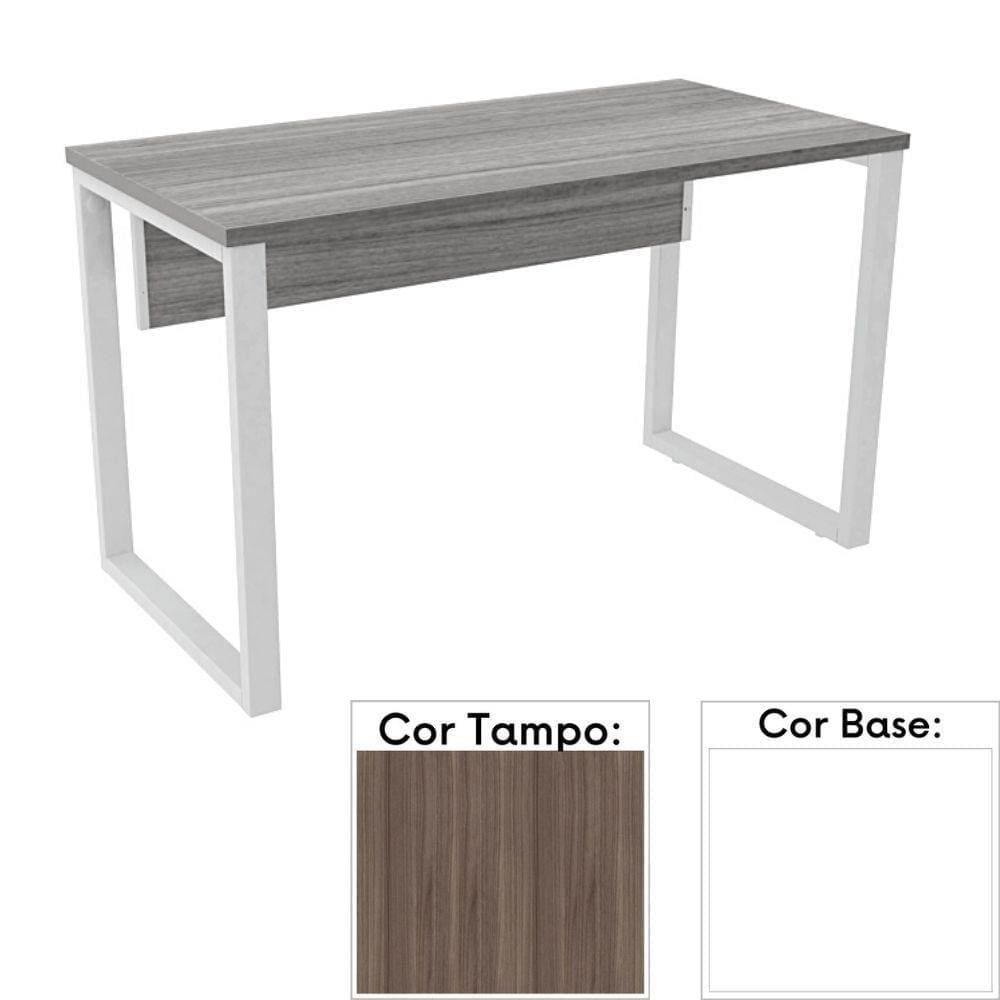 Mesa De Escritório Pé Tubular Pe25 Em Mdp 90 X 60 Cm Cor Walnut E Base Branca