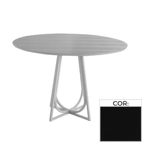 Mesa De Jantar Mh-5299 Herval Redonda 110 Cm Madeira Laca Fosca Preta Base Preta