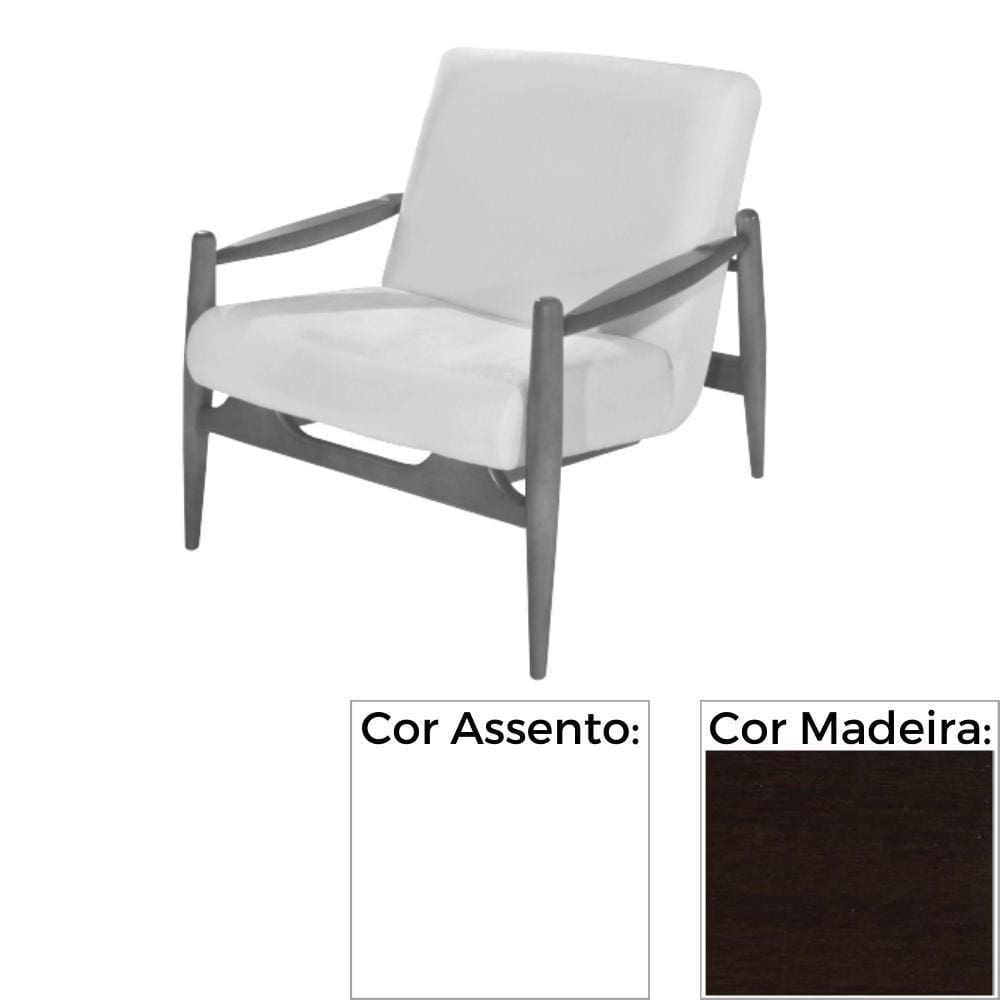 Poltrona Mh-3710 Herval Madeira Imbuia Assento Estofado Branco G3