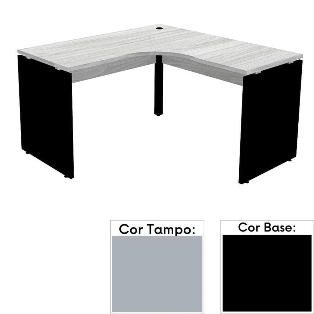 Mesa De Escritório Em L Pé Painel Pe25 Em Mdp 145 X 145 X 60 Cm Cinza Com Base Preta
