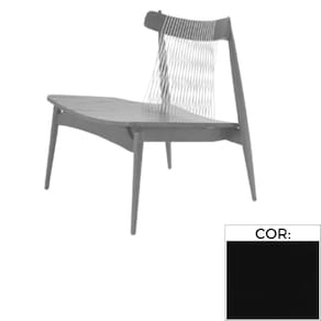 Poltrona Mh-3781 Herval Madeira Laca Fosca Preta Assento Laminado