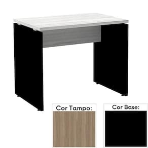 Mesa De Escritório Pé Painel Pe25 Em Mdp 134 X 60 Cm Cor Noce Naturalle E Base Preta