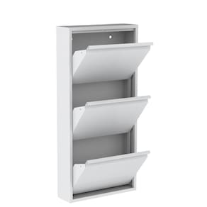 Sapateira De Aço 50 Cm Com 3 Portas Com Abertura Simultânea Na Cor Branca