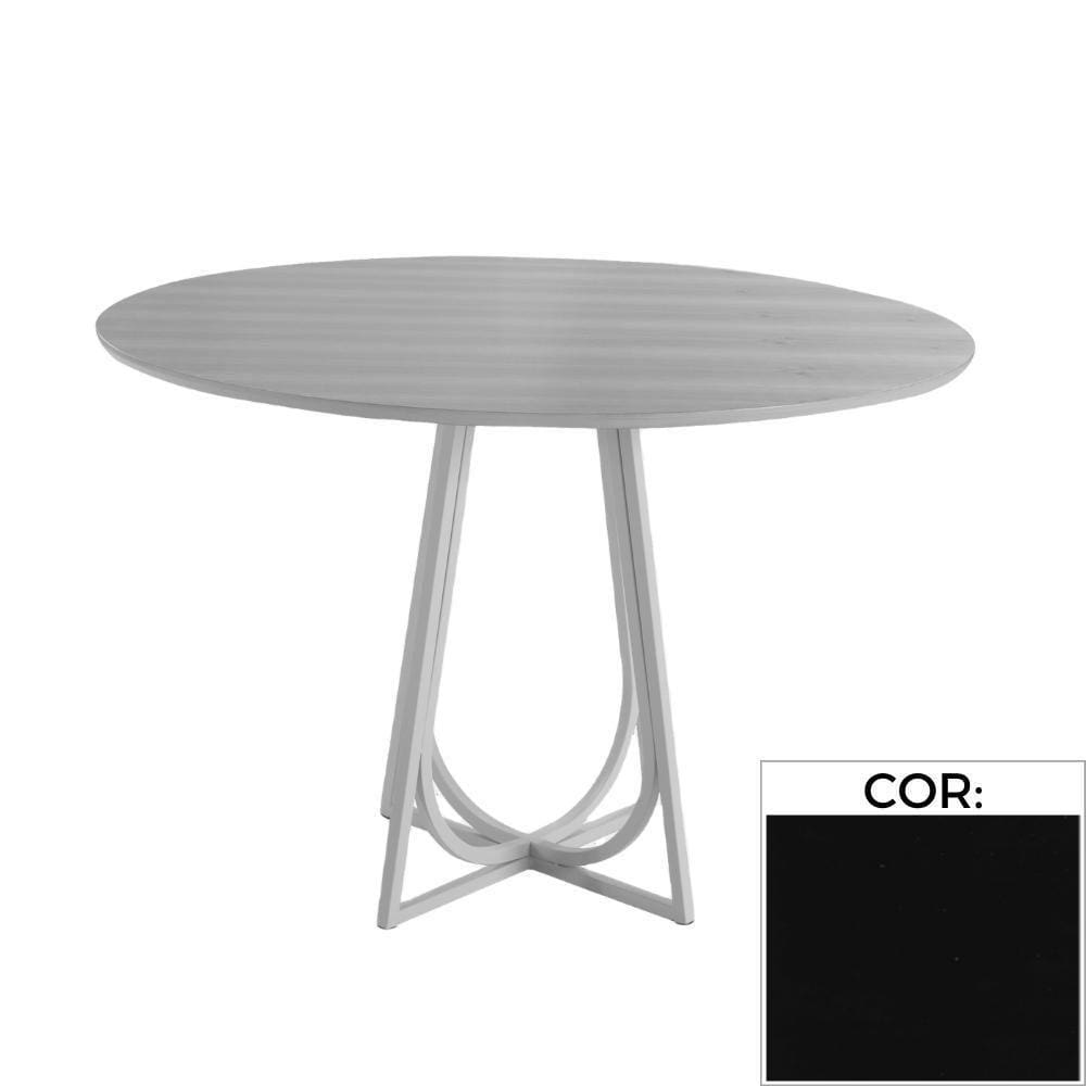 Mesa De Jantar Mh-5299 Herval Redonda 70 Cm Madeira Laca Fosca Preta Base Preta