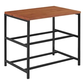 Sapateira Banco Detroit Industrial Daf Móveis 50 Cm Largura Tampo Madeira Maciça Castanho Aço Preto
