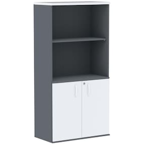 Armário Misto Pe25 Pandin 79,20 Cm Em Mdp Grafito E Branco Com Duas Portas E Prateleira Superior