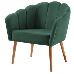 Poltrona Petala Slim Daf Móveis Em Madeira Eucalipto Espuma D28 Veludo Verde Base Madeira Tauari