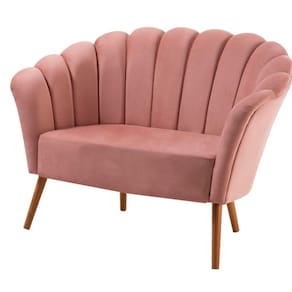 Sofá 2 Lugares Petala Daf Móveis 135 Cm Em Madeira Eucalipto Veludo Rosa Base Madeira Tauari