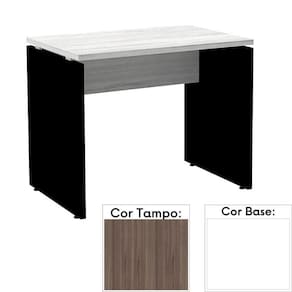 Mesa De Escritório Pé Painel Pe25 Em Mdp 170 X 70 Cm Cor Walnut E Base Branca
