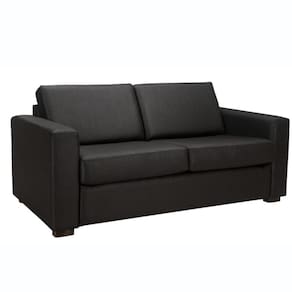 Sofá-cama 3 Lugares Mh-1174 Herval 201 Cm Colchão Casal Veludo Preto C Pé Madeira Amêndoa