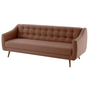 Sofá-cama 3 Lugares Mimo Botonê Daf Móveis 210 Cm Em Madeira Eucalipto Veludo Marrom Base Madeira