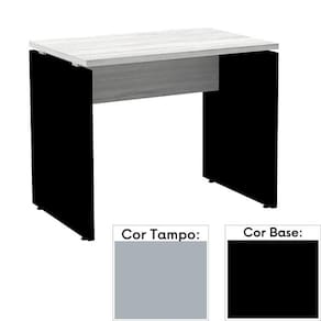 Mesa De Escritório Pé Painel Pe25 Em Mdp 150 X 60 Cm Cinza Com Base Preta