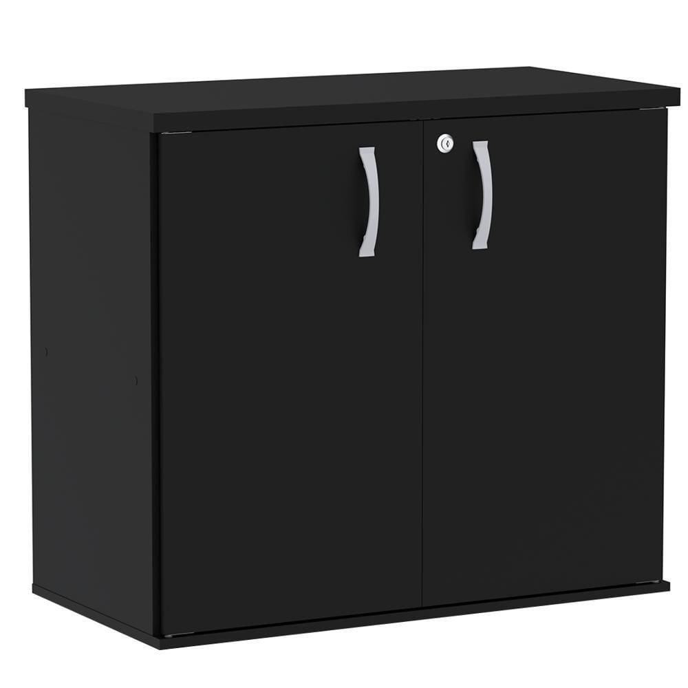 Armário Baixo Pe25 Pandin 80 Cm (Largura) Em Mdp Liso Preto Com Duas Portas