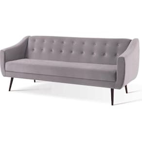Sofá-cama 3 Lugares Retrô Mimo Botonê Daf Móveis 210 Cm Madeira Eucalipto Veludo Cinza Base Madeira
