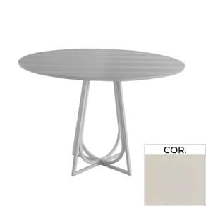 Mesa De Jantar Mh-5299 Herval Redonda 110 Cm Madeira Laca Fosca Off White Base Off White