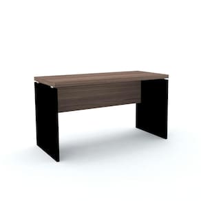 Mesa De Escritório Pé Painel Pe40 Em Mdp 134 X 60 Cm Cor Walnut Base Preta