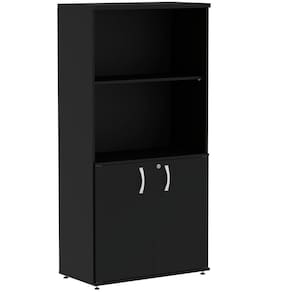 Armário Misto Pe25 Pandin 79,20 Cm (Largura) Em Mdp Liso Preto Com Duas Portas E Prateleira Superior