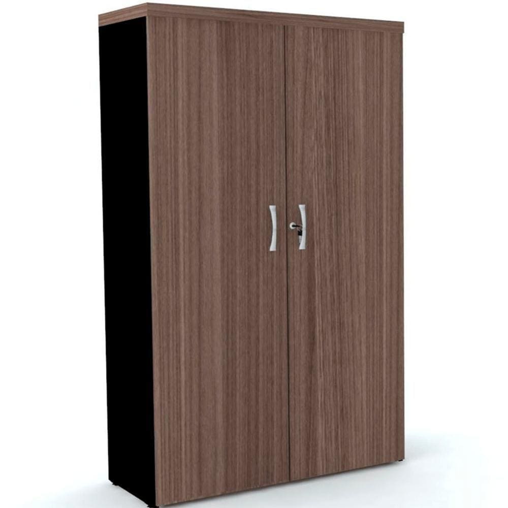 Armário Alto Pe40 Pandin 80 Cm (Largura) Em Mdp Walnut E Preto Com Duas Portas