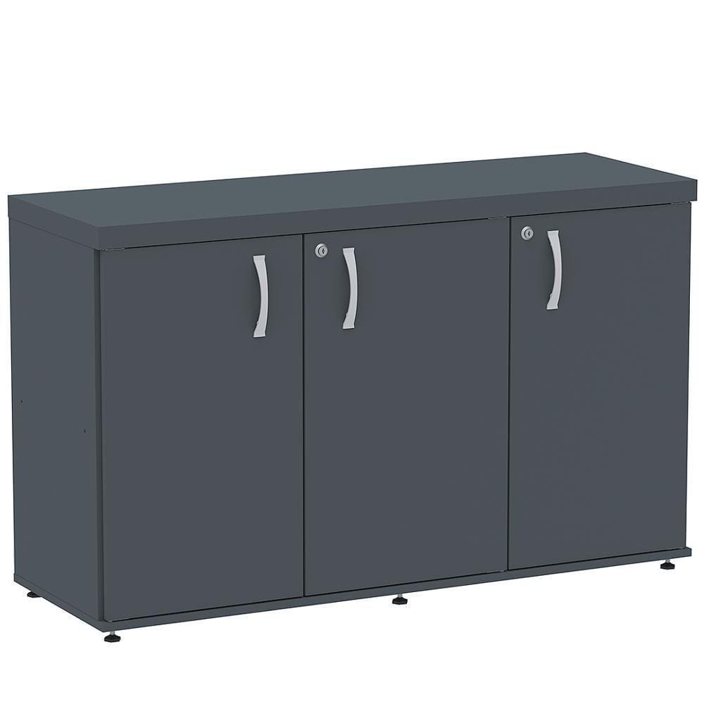 Armário Baixo Credenza Pe40 Pandin 121,50 Cm (Largura) Em Mdp Grafito Com Três Portas