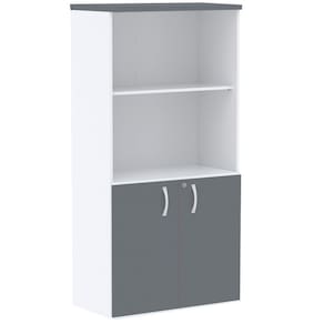 Armário Misto Pe25 Pandin 79,20 Cm Em Mdp Branco E Grafito Com Duas Portas E Prateleira Superior
