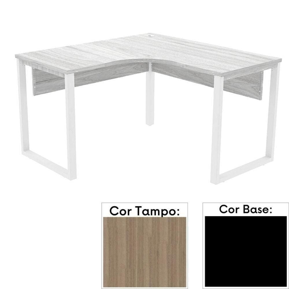 Mesa De Escritório Em L Pé Tubular Pe25 Em Mdp 155 X 155 X 60 Cm Cor Noce Naturalle E Base Preta