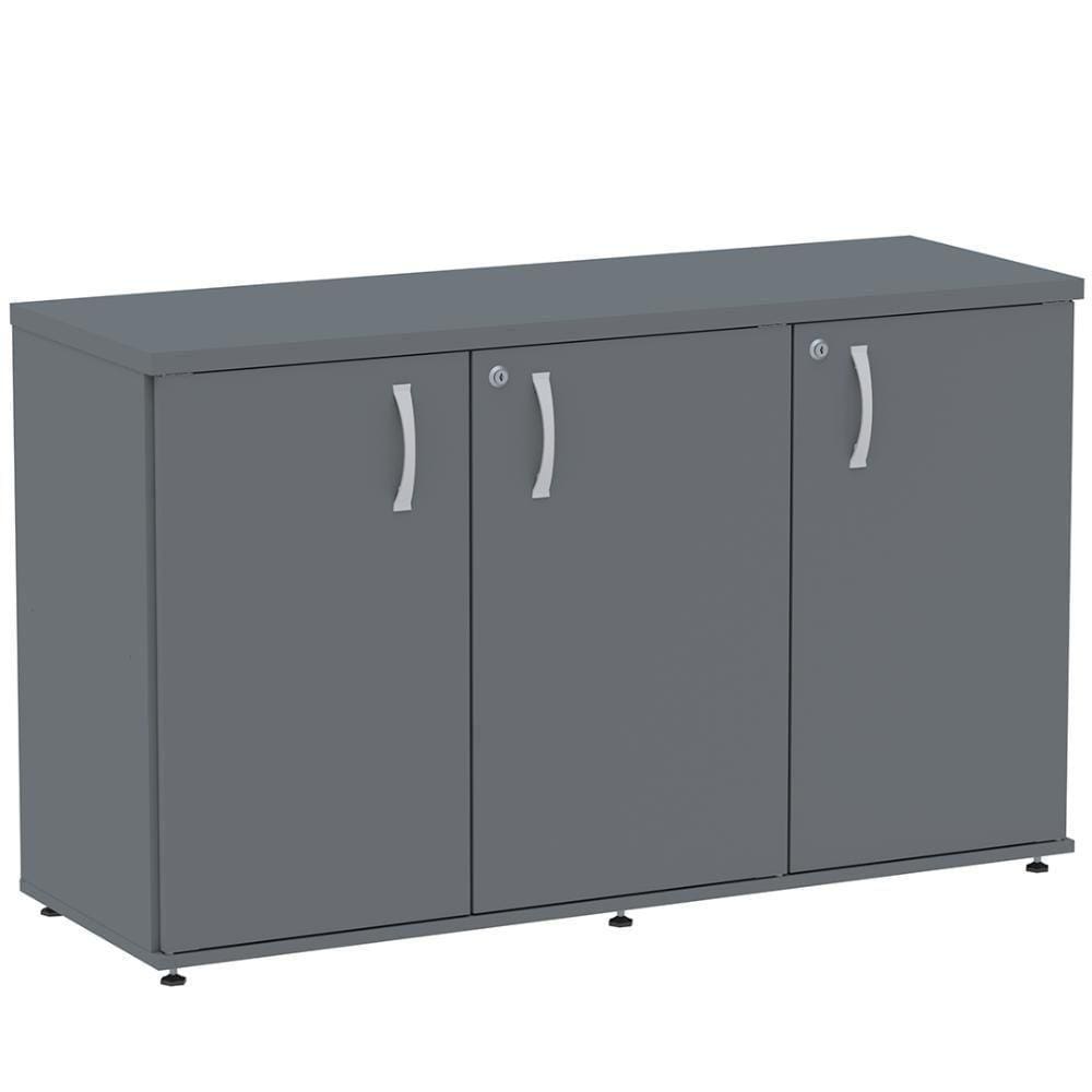 Armário Baixo Credenza Pe25 Pandin 121,50 Cm (Largura) Em Mdp Grafito Com Três Portas