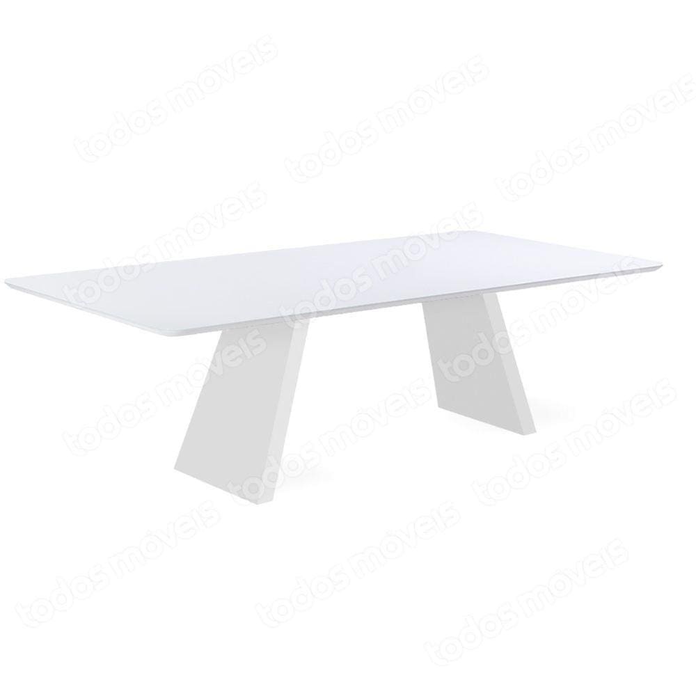 Mesa De Jantar Nirvana Livia 220 Cm Retangular Borda Arredondada Madeira Off White