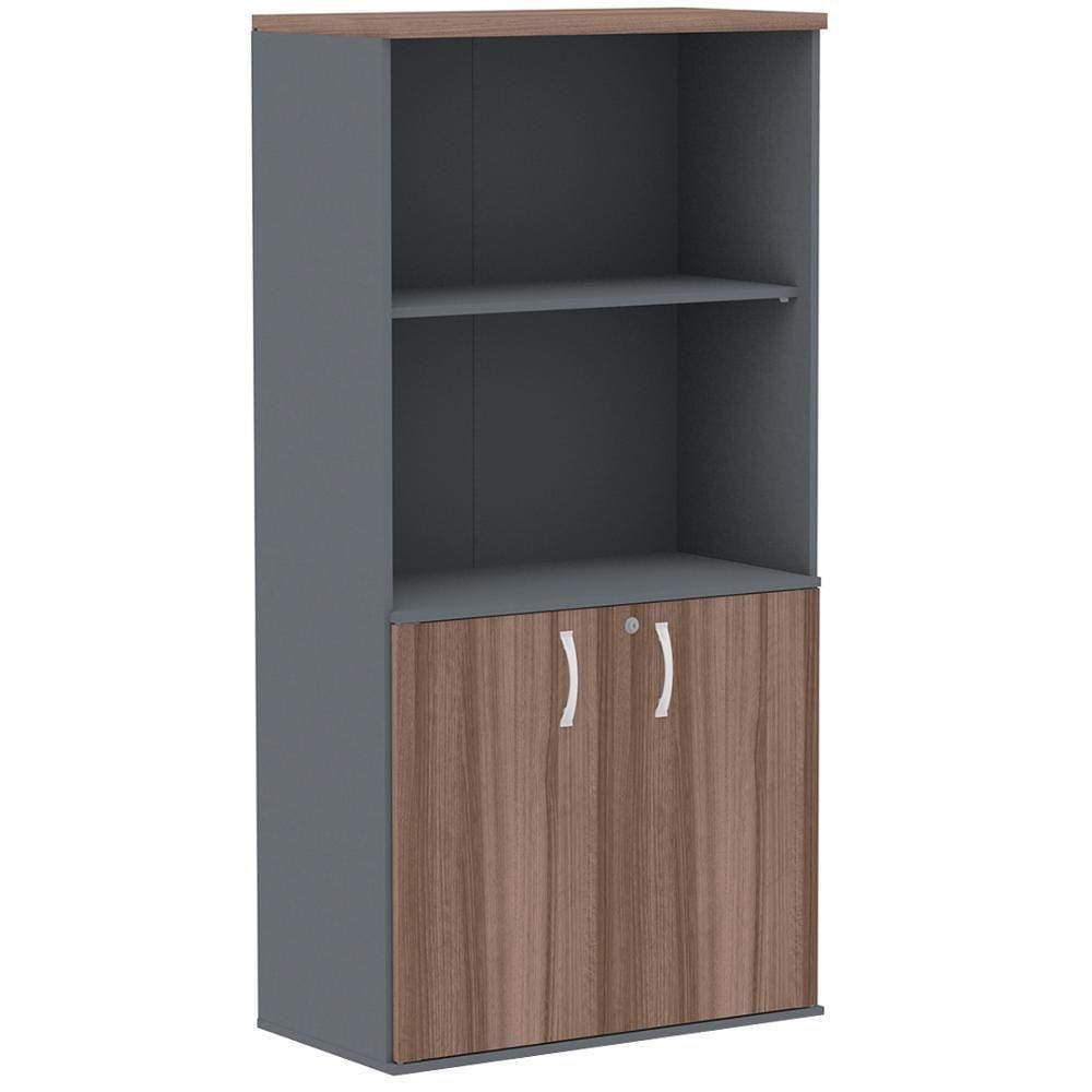 Armário Misto Pe25 Pandin 79,20 Cm Em Mdp Walnut E Grafito Com Duas Portas E Prateleira Superior