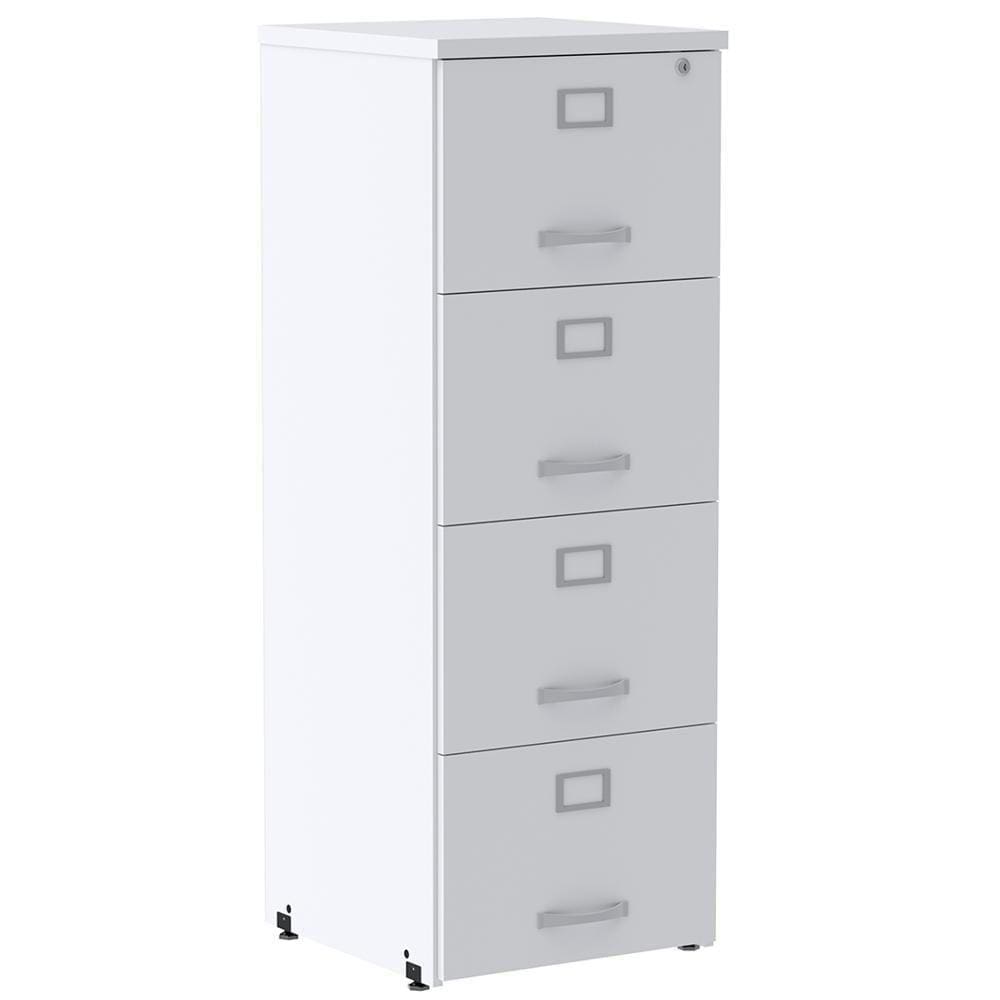 Armário De Arquivo Oficio Pe25 Pandin 45,70 Cm (Largura) Em Mdp Liso Branco 4 Gavetas