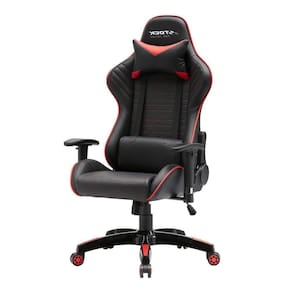 Cadeira Gamer Giratória Stock Car Blume Office Poliuretano (Pu) Preto E Vermelho Base Rodízio Preto