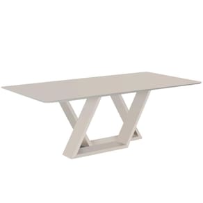 Mesa De Jantar Livia Flora 180 Cm Retangular Borda Arredondada Madeira Laca Branco