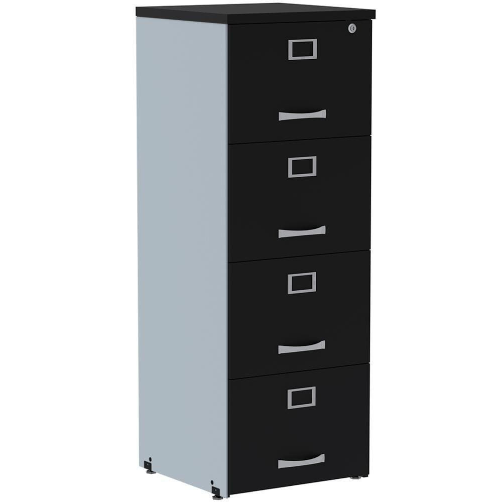 Armário De Arquivo Oficio Pe25 Pandin 45,70 Cm (Largura) Em Mdp Liso Cinza E Preto 4 Gavetas