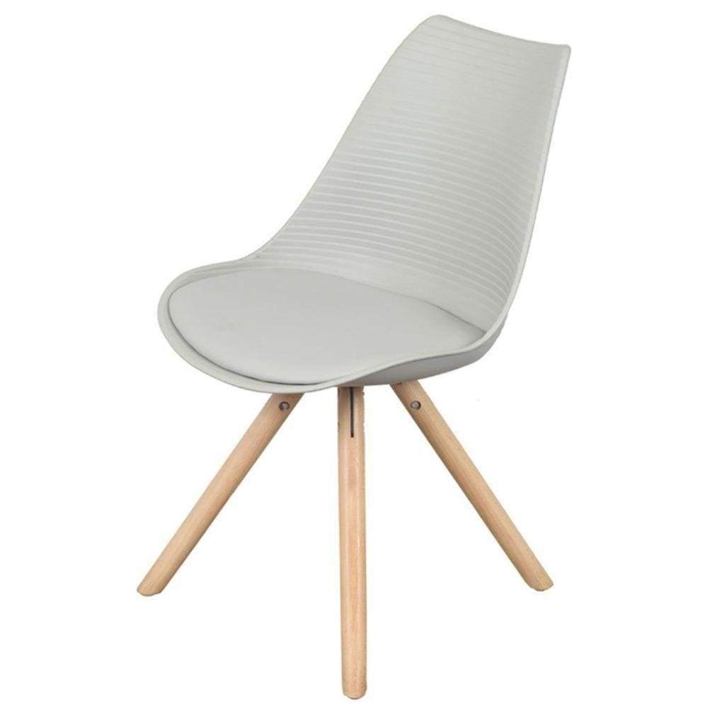 Cadeira Atlas Luísa Polipropileno Cinza Base Madeira