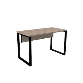 Mesa De Escritório Pé Tubular Pe25 Em Mdp 90 X 60 Cm Noce Naturalle E Base Preta