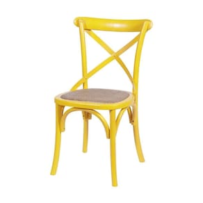 Cadeira Katrina Cross Amarela Assento Em Rattan