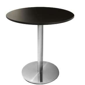 Mesa Beta Em Inox 75 Cm (Altura) Com Disco Redondo Com Tampo Em Mdp Redondo 60 Cm Preto