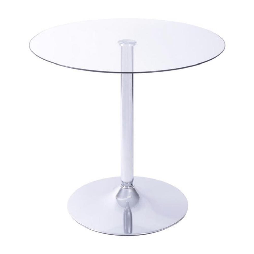 Mesa Apollo Redonda 70 Cm Base Metal Tampo Vidro
