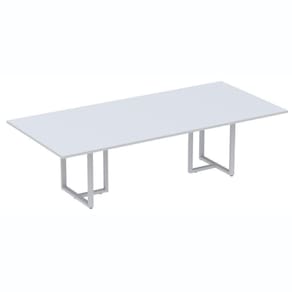 Mesa De Reunião Retangular 260 X 120 Cm Pé Tubular Pe25 Em Mdp Cinza Base Cinza