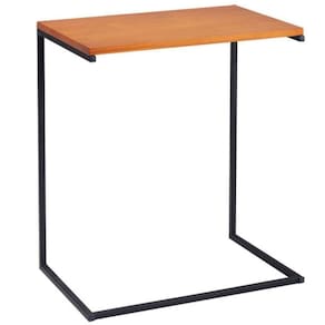 Mesa Lateral Apoio Sofá Columbus Industrial Daf Móveis 55 Cm Tampo Madeira Maciça Mel Base Aço Preto
