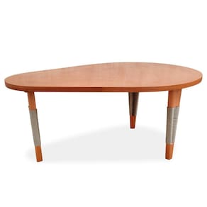 Mesa De Centro Oval Elon Ozki 98 Cm Madeira Eucalipto Cedro Corda Chata Prata