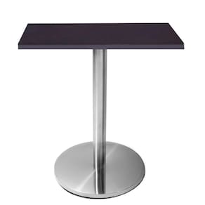 Mesa Beta Em Inox 75 Cm (Altura) Com Disco Redondo Com Tampo Em Mdp Quadrado 80 Cm Preto