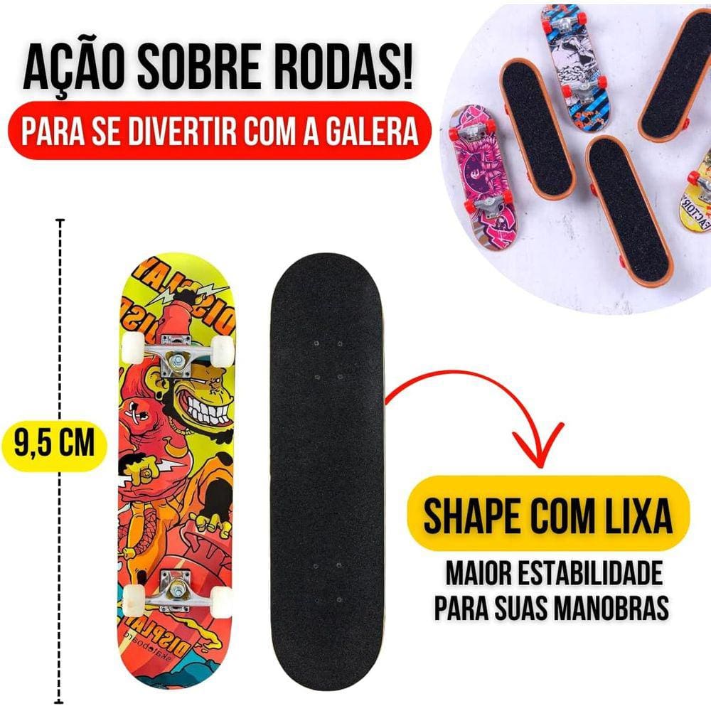 5 SKATE DEDO PROFISSIONAL SHAPE COM LIXA PARA RAMPA PISTA - Loja