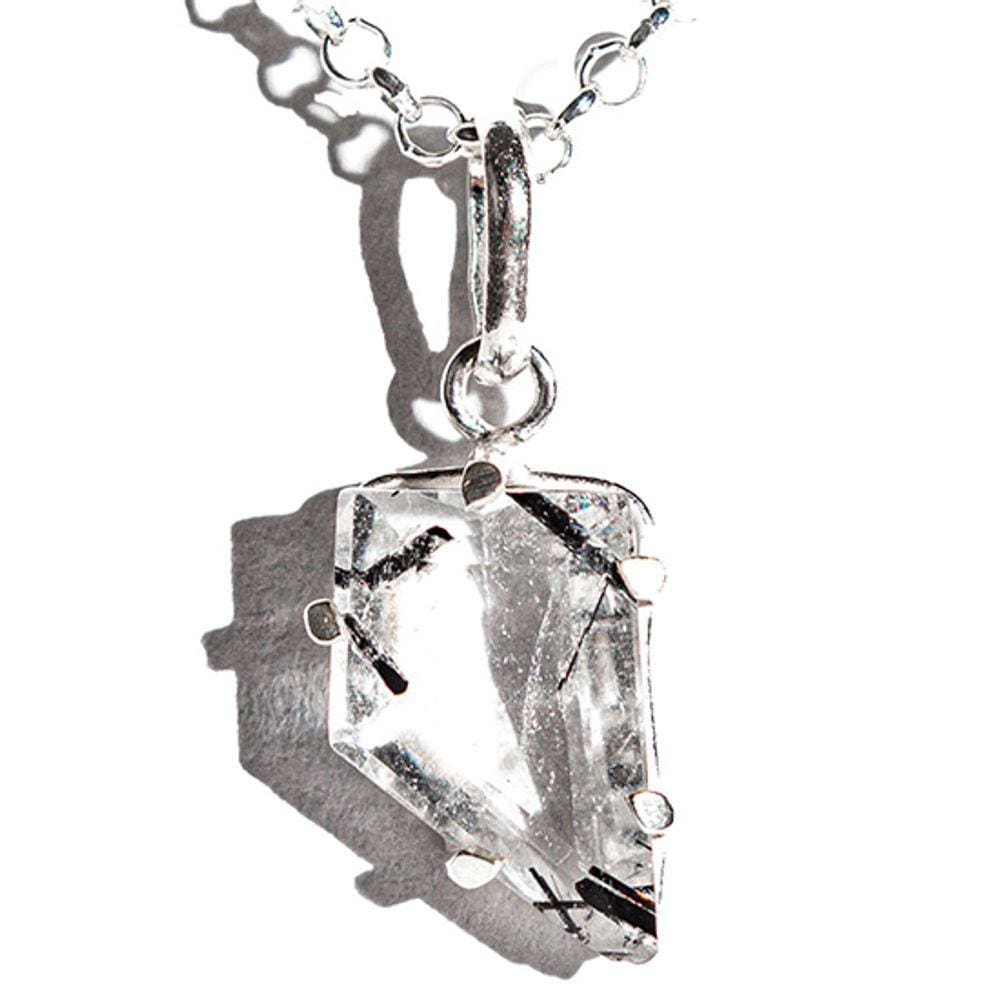 Colar Pedra Turmalina Incrustada Pequeno Garra Prata 950