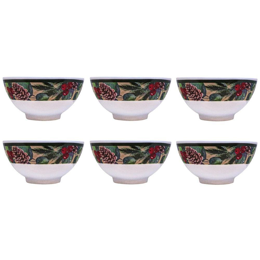 Kit 6 Tigelas Bowl Melamina Natal Para Petiscos 300ml - Magizi