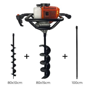 Perfurador De Solo Gasolina 2,5Hp 52Cc Brocas 10+15Cm+Ext 1M